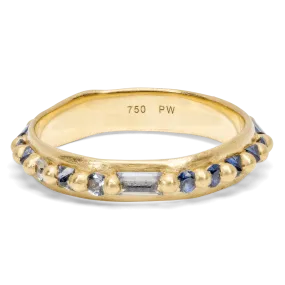 Blue Mixed Cut Nina Ring - Size 9 - 11023