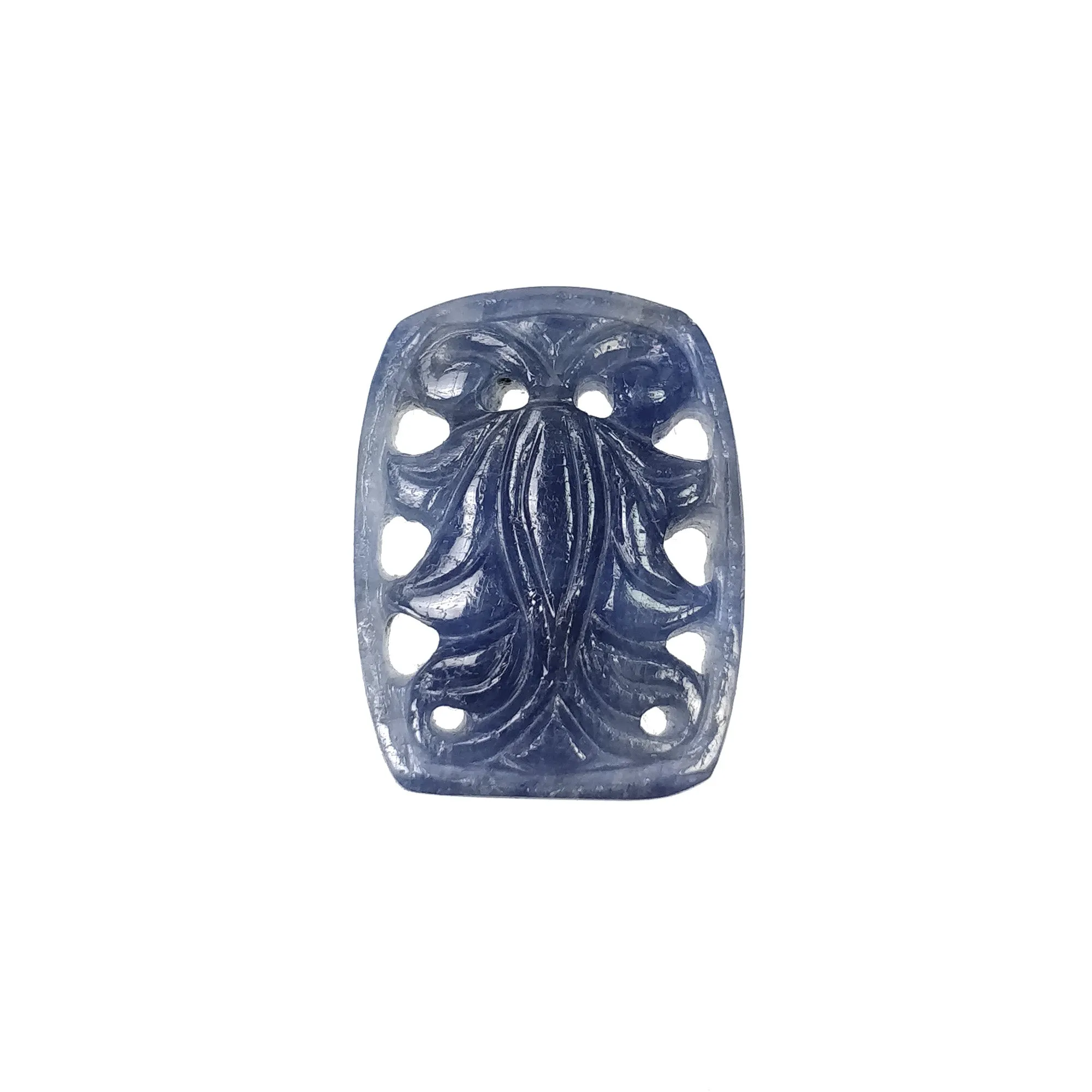 BLUE SAPPHIRE Gemstone Carving : 14cts Natural Untreated Unheated Sapphire Hand Carved Cushion Shape 21*16mm (With Video)