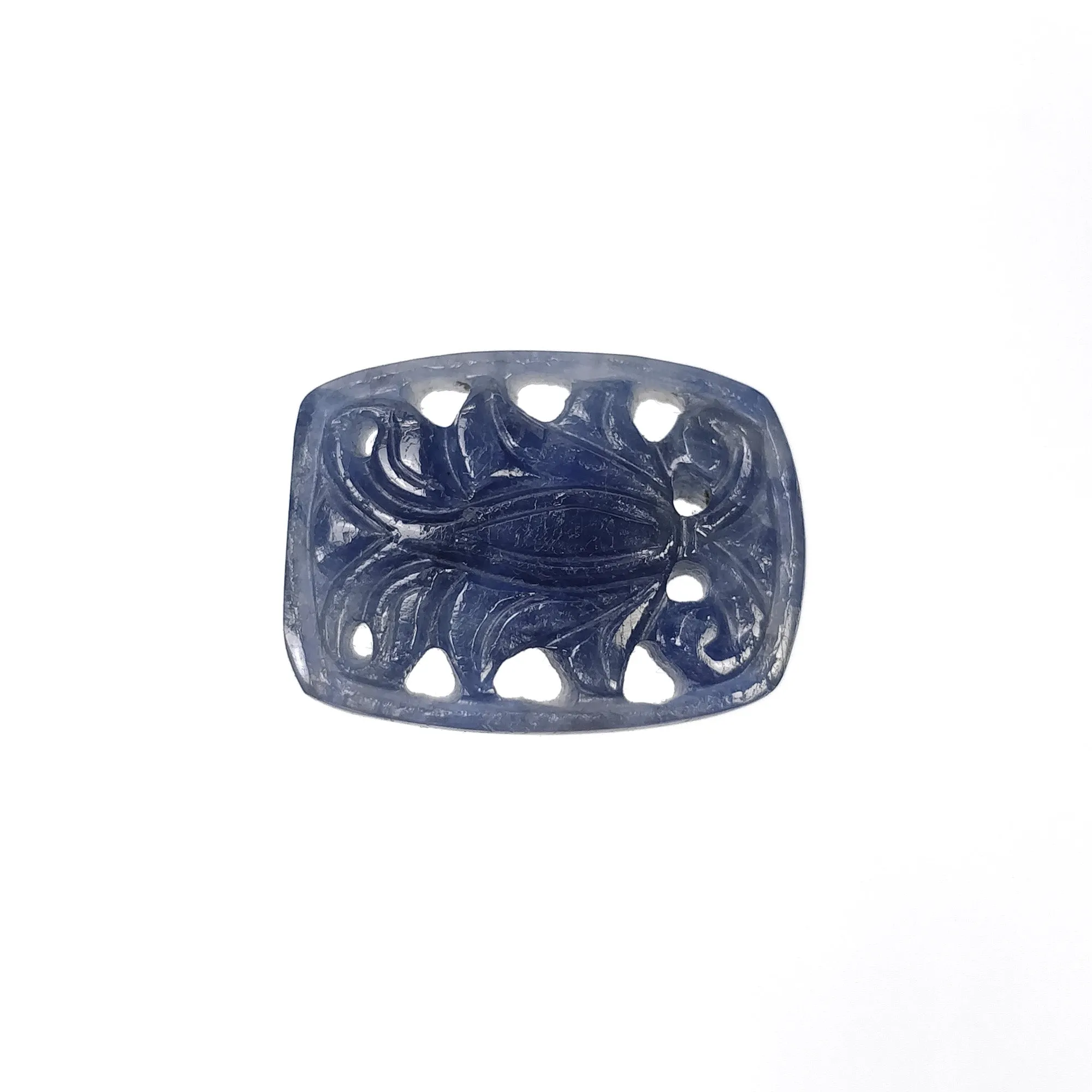 BLUE SAPPHIRE Gemstone Carving : 14cts Natural Untreated Unheated Sapphire Hand Carved Cushion Shape 21*16mm (With Video)