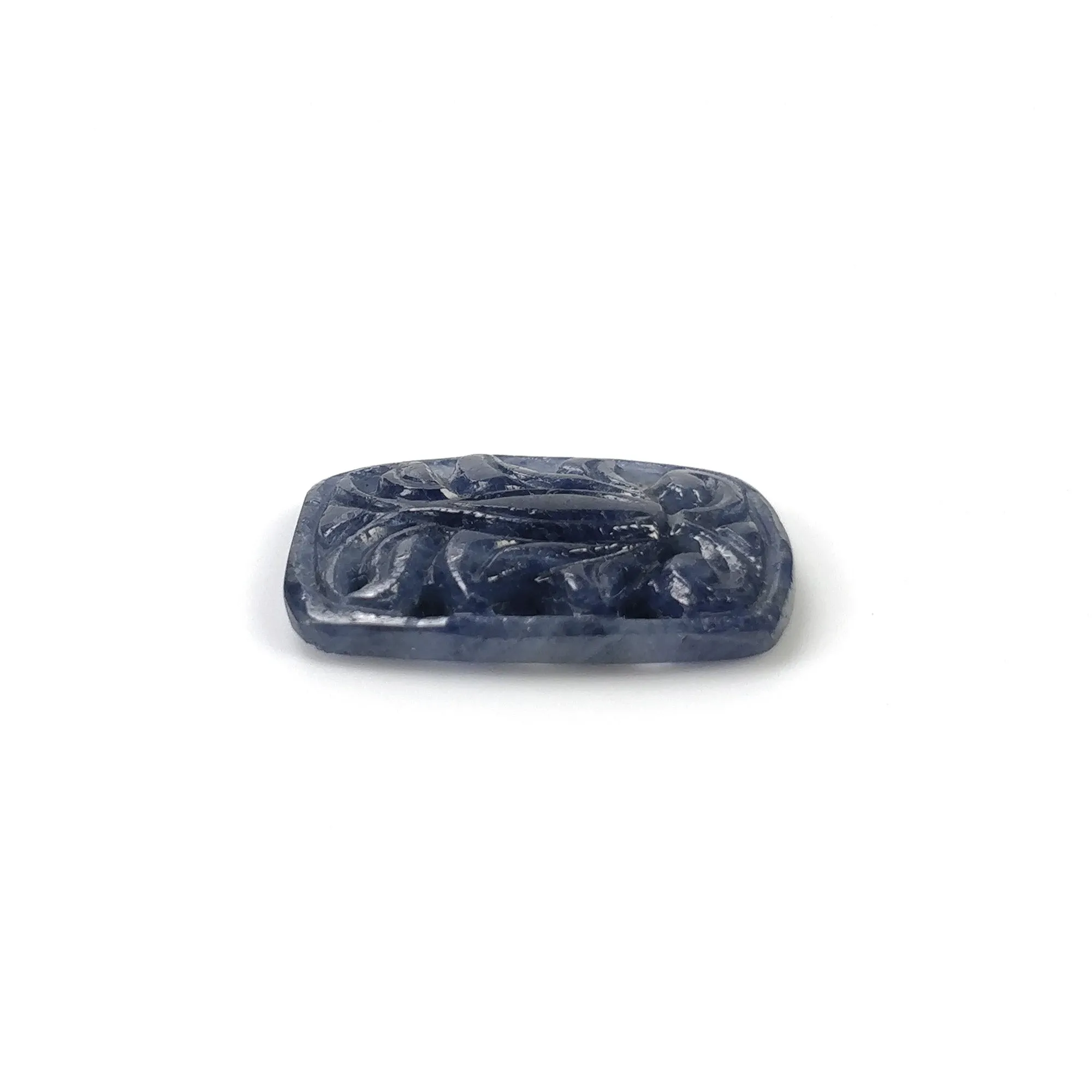 BLUE SAPPHIRE Gemstone Carving : 14cts Natural Untreated Unheated Sapphire Hand Carved Cushion Shape 21*16mm (With Video)