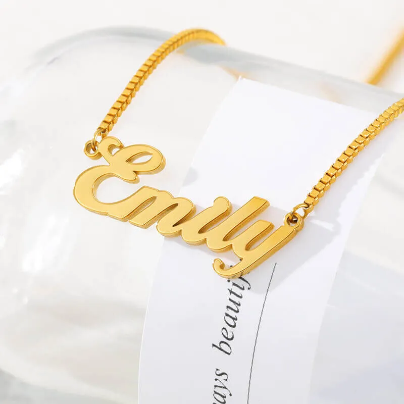 Box Chain Name Necklace