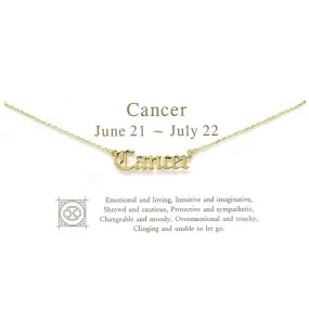 CANCER Zodiac Plate Short Chain Necklace