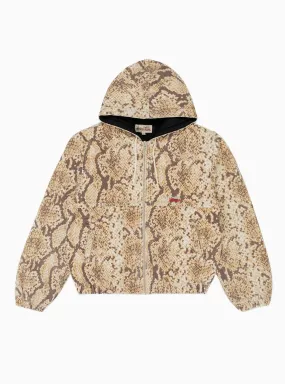 Canvas Insulated Work Jacket Beige & Brown Python