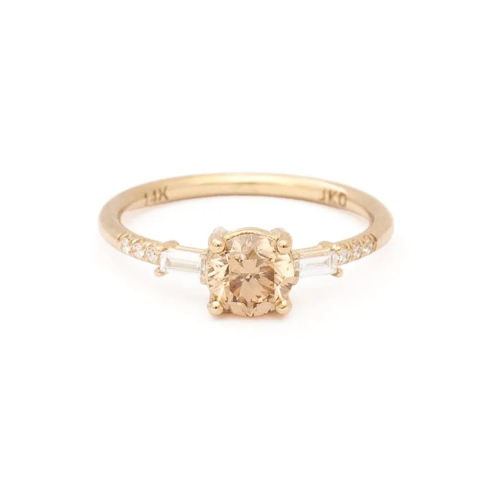 Champagne Diamond Melody Baguette Equilibrium Ring