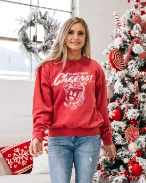 Christmas Cheers Vintage Red Sweatshirt FINAL SALE