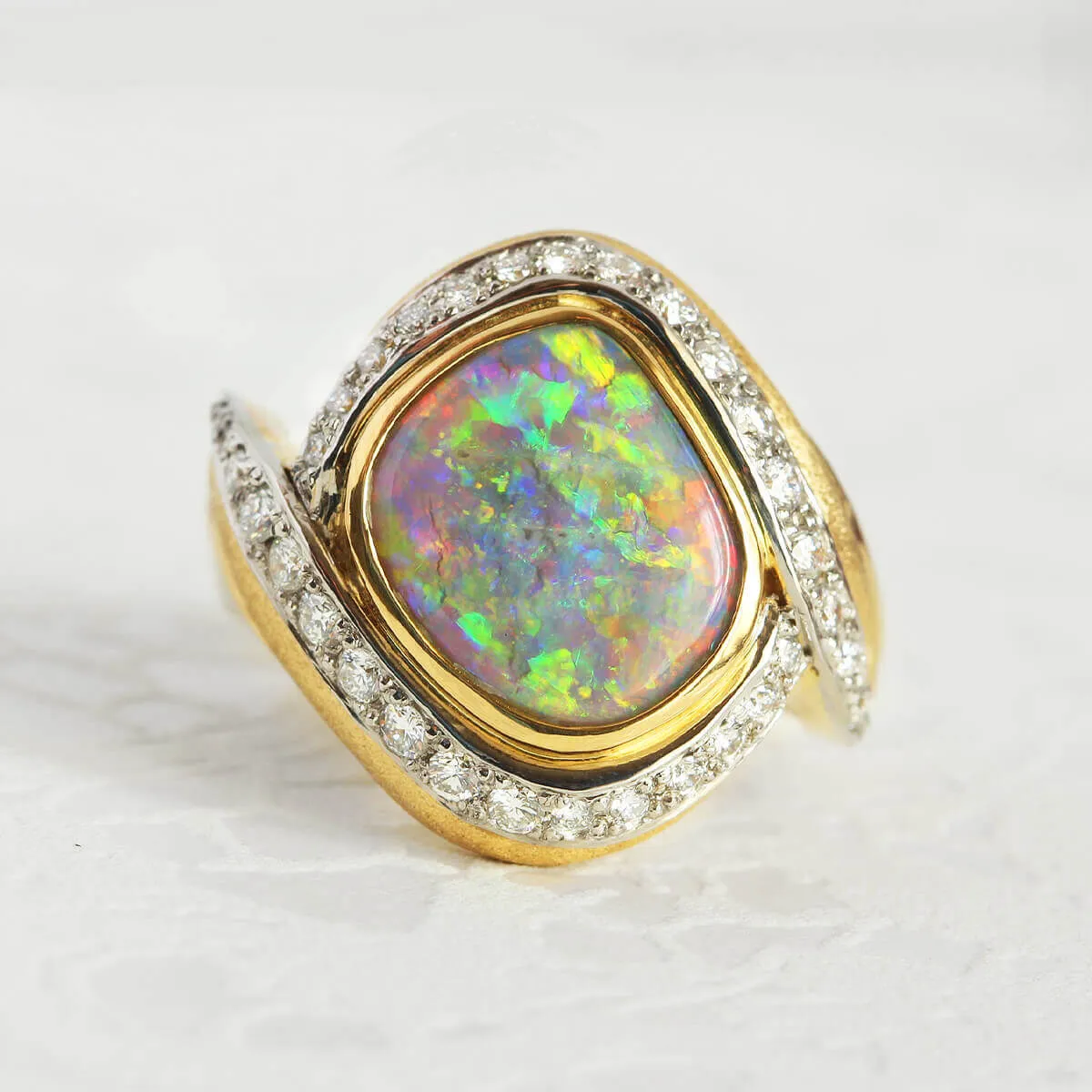 Classic & Classy Opal & Diamond Ring