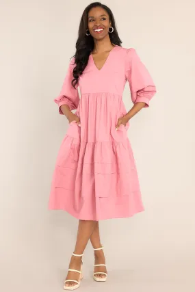 Cozy And Carefree Rose Elegance Midi Dress