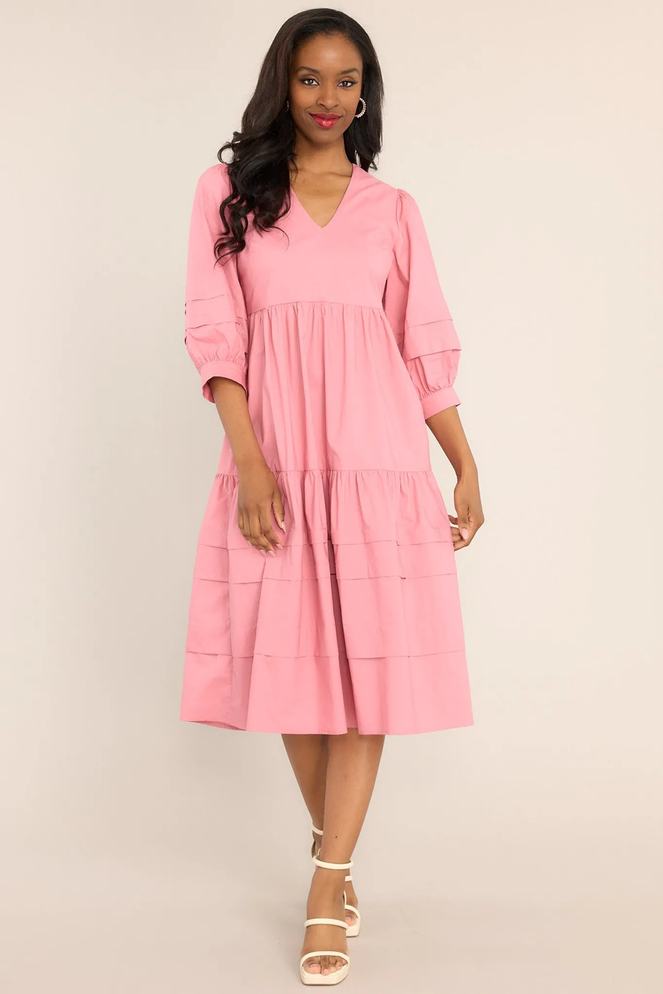 Cozy And Carefree Rose Elegance Midi Dress