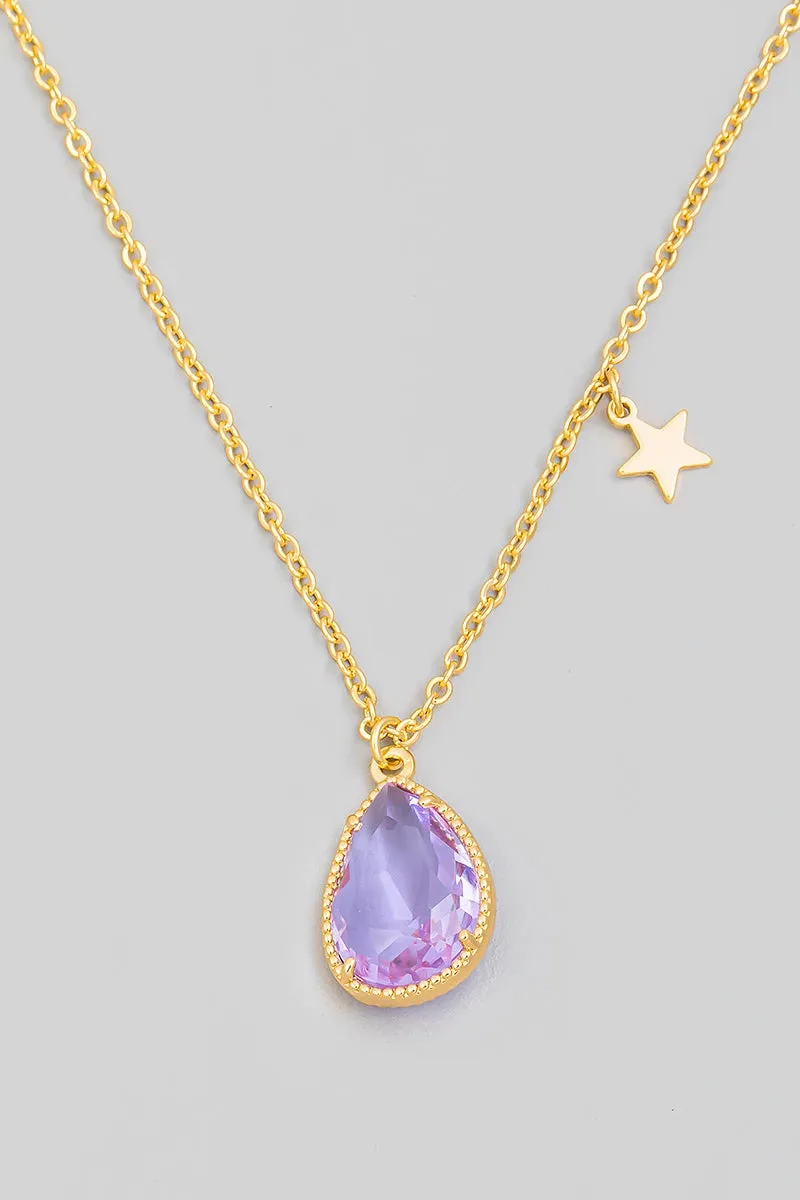 Crystal Teardrop Pendant Necklace