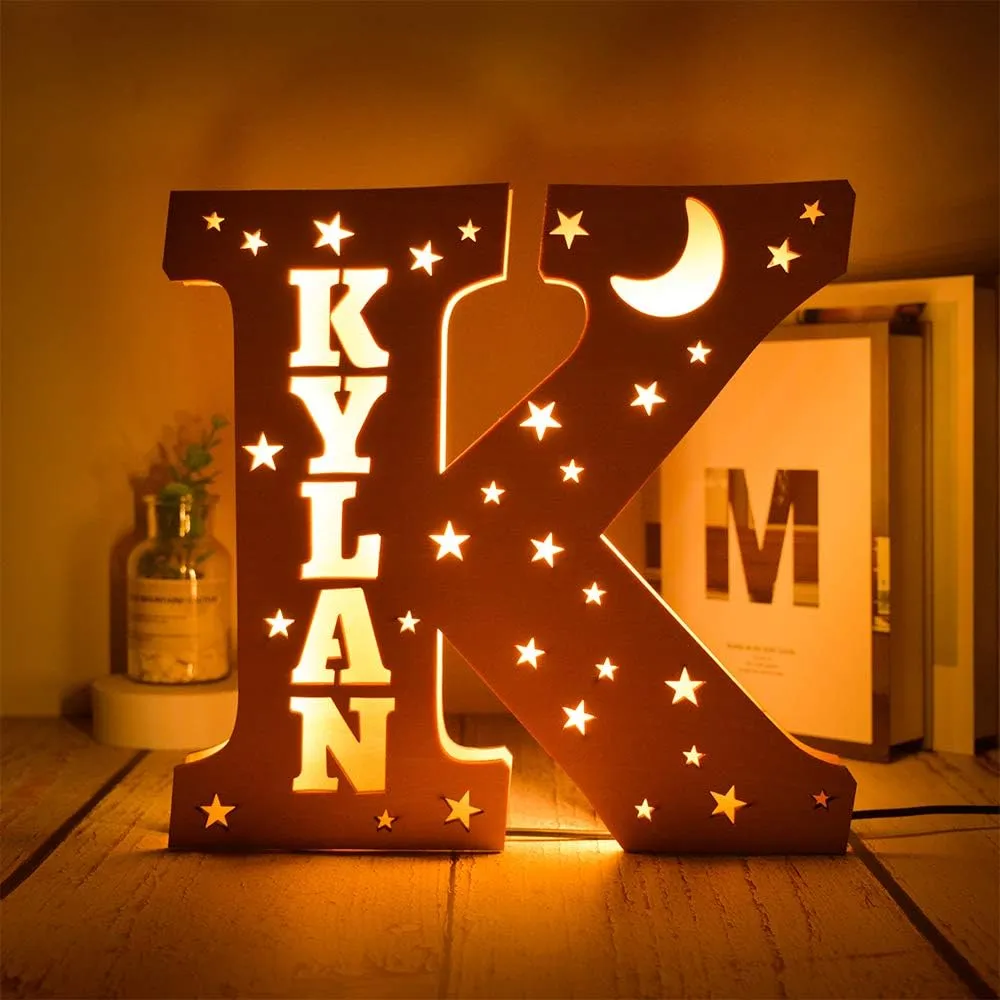 Custom Name Decor Led Night Light Engrave Stars and Moon Light Up Letters for Wall Alphabet Letters Light