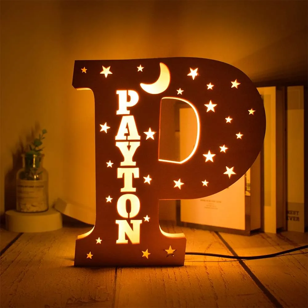 Custom Name Decor Led Night Light Engrave Stars and Moon Light Up Letters for Wall Alphabet Letters Light