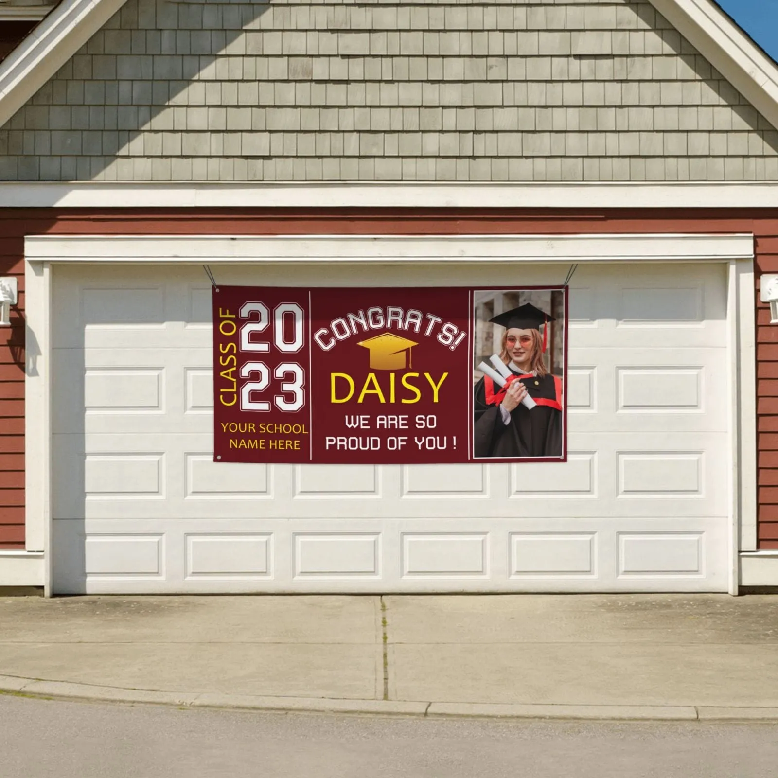 Custom Photo&Name Red Congratulations Class Of 2023 Happy Graduation Banner We Are So Proud Of You Graduation Gift