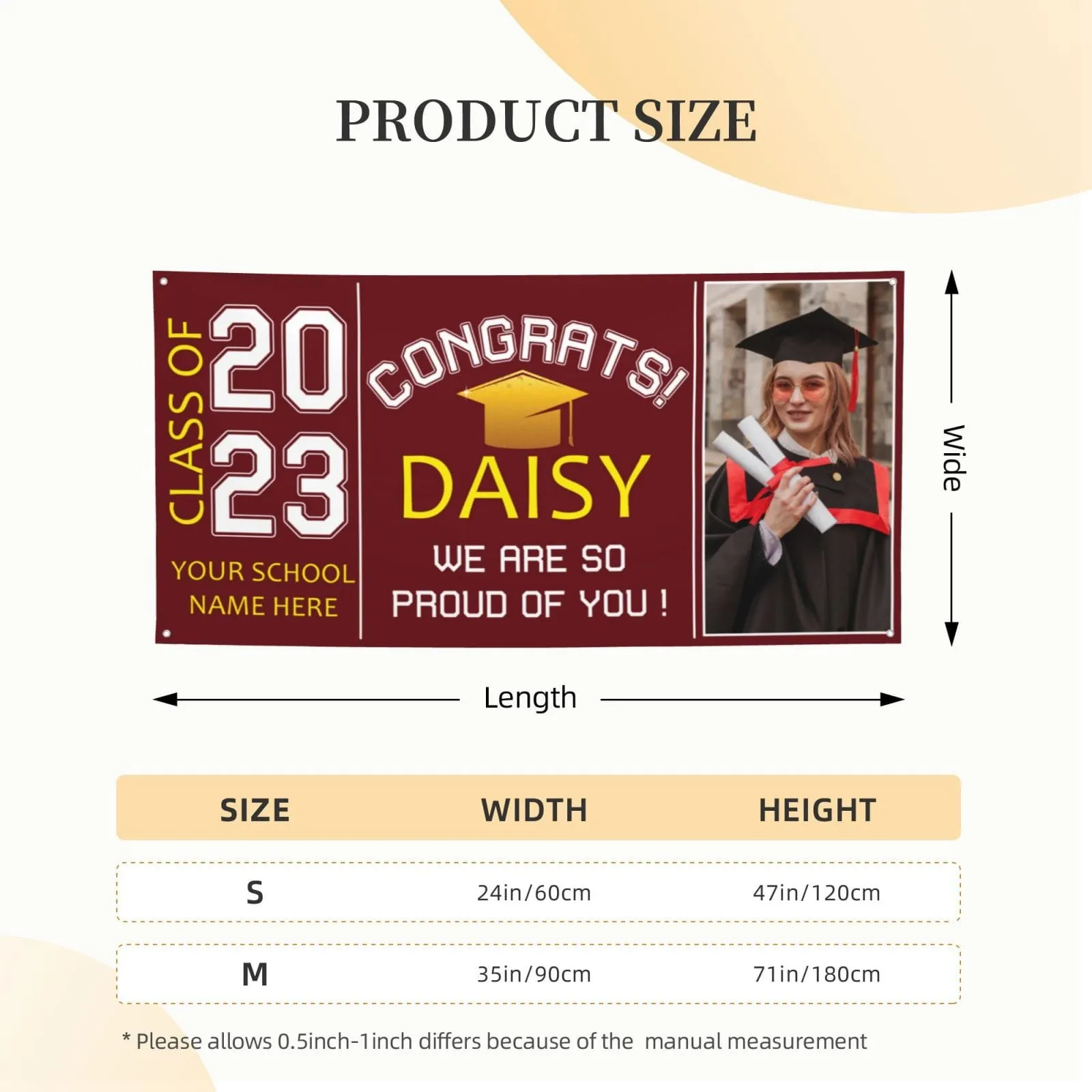 Custom Photo&Name Red Congratulations Class Of 2023 Happy Graduation Banner We Are So Proud Of You Graduation Gift