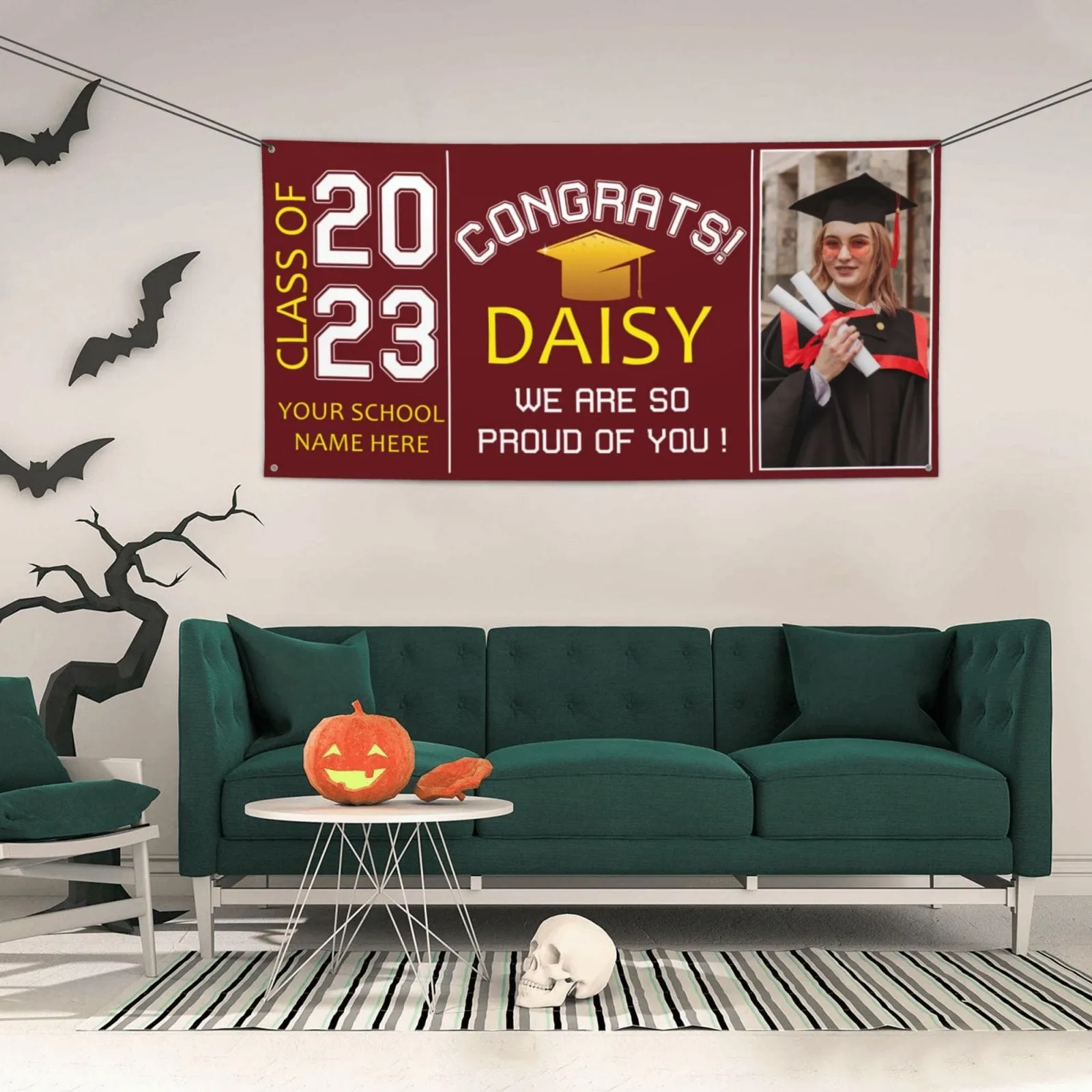 Custom Photo&Name Red Congratulations Class Of 2023 Happy Graduation Banner We Are So Proud Of You Graduation Gift