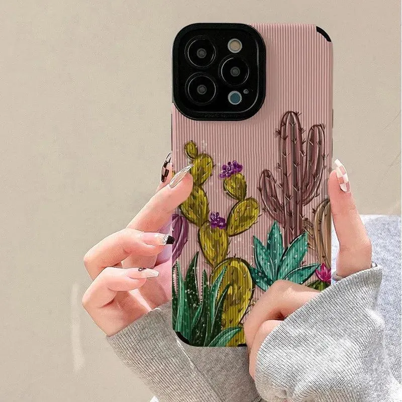 Cute Cactus Pattern Phone Case for iPhone 14, 13, 12, 11 Pro Max, X, XR, XS Max, 7, 8, 8 Plus, and 14 Plus