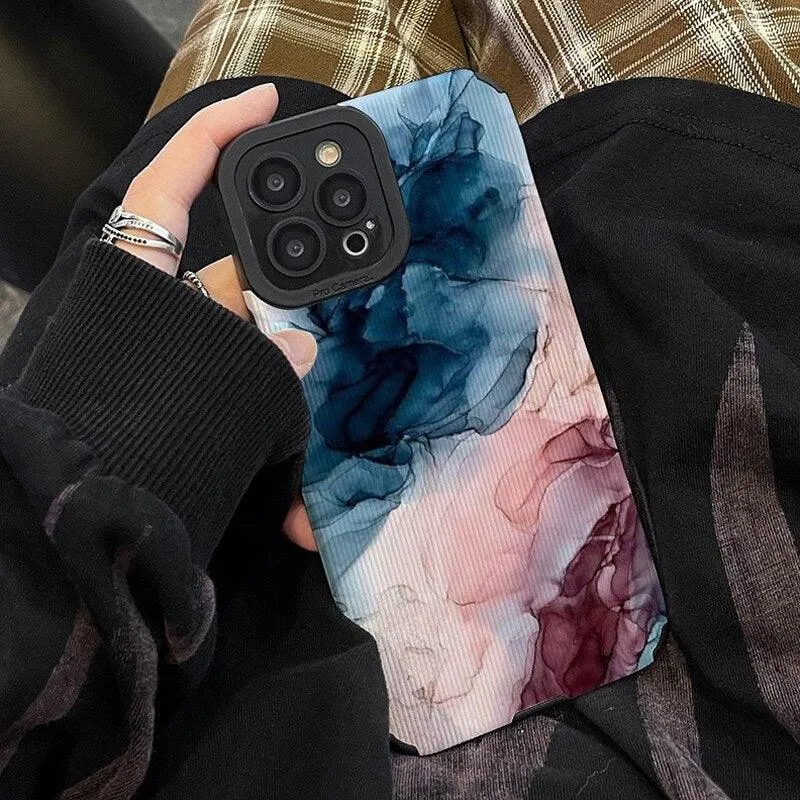 Cute Watercolor Marble Art Phone Case for iPhone 11, 12, 13, 14 Pro Max, Mini, 14 Plus, X, XR, XS Max, 7, 8 Plus – Protective Cover