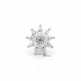 C.Z Pave Flower Cartilage Tragus Piercing Earring - Silver