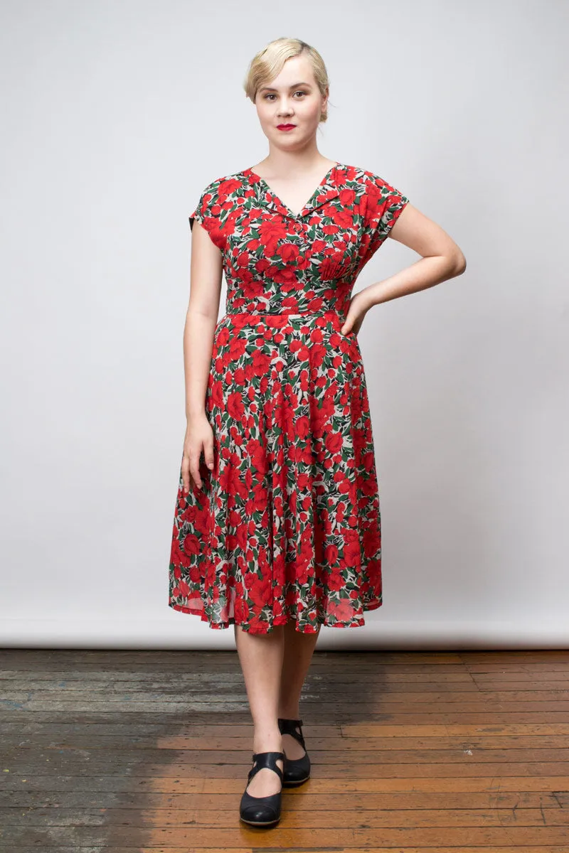 Dakota Red & Green Floral Dress