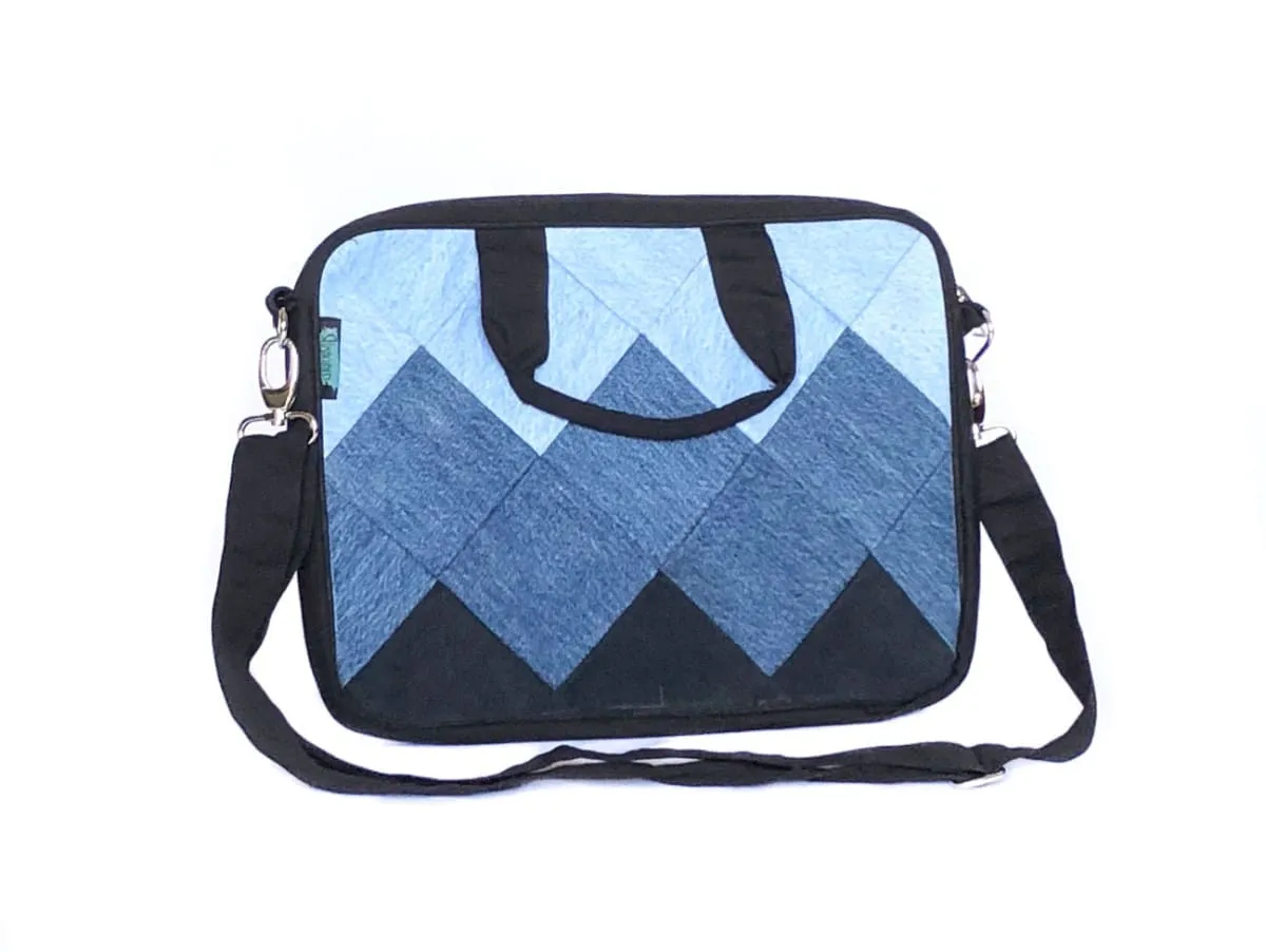 Denim Laptop Bag - Square Patchwork