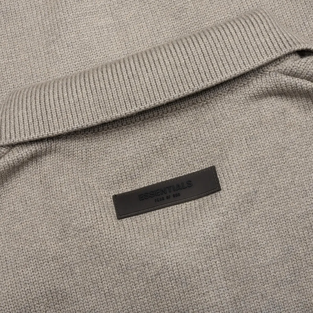 Essentials Knit L/S Polo - Dark Oatmeal