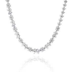 Estate Platinum Diamond Cluster Station Design 16.5 Necklace