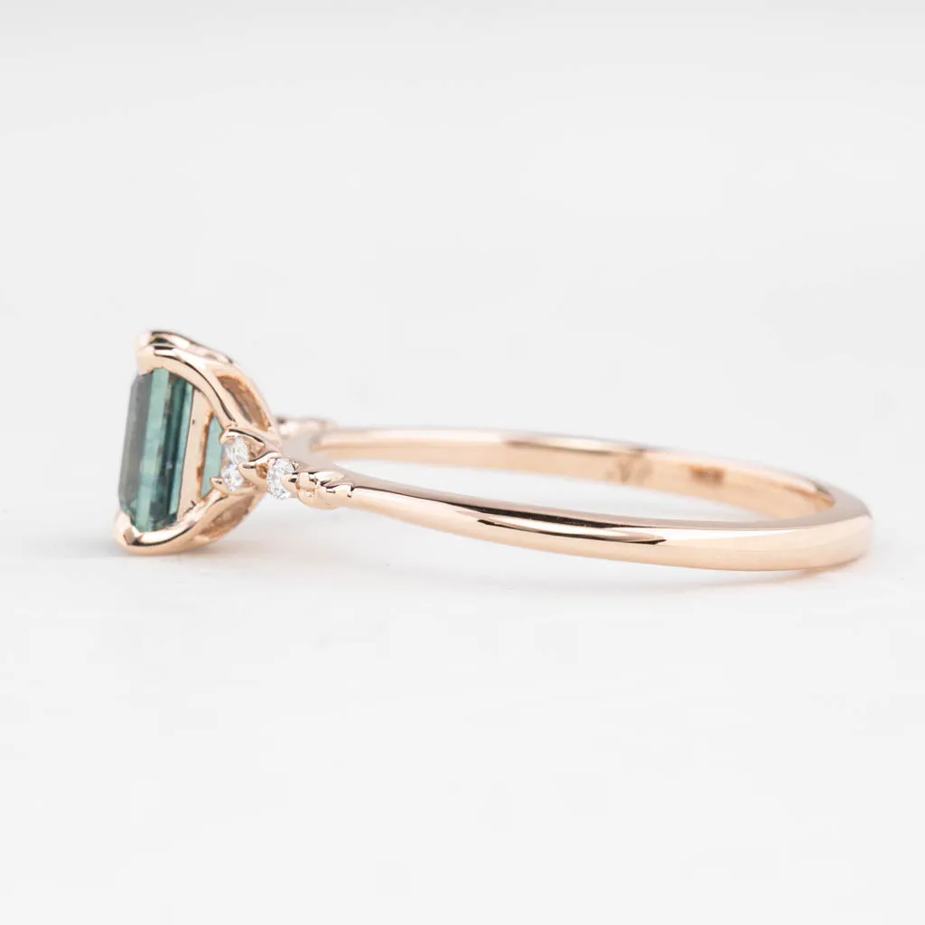 Estel Luxe Ring 1.09ct Blue Green Montana Sapphire, 14K Rose Gold (One of a kind)