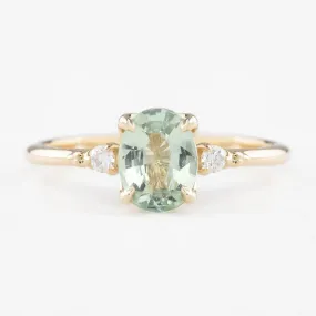 Estel Ring 1.1ct Light Green Unheated Sapphire, 14K Yellow Gold (One of a kind)