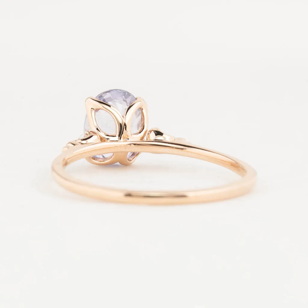 Estel Ring 1.38ct Lavender Blue Unheated Oval Sapphire, 14K Rose Gold (One of a kind)