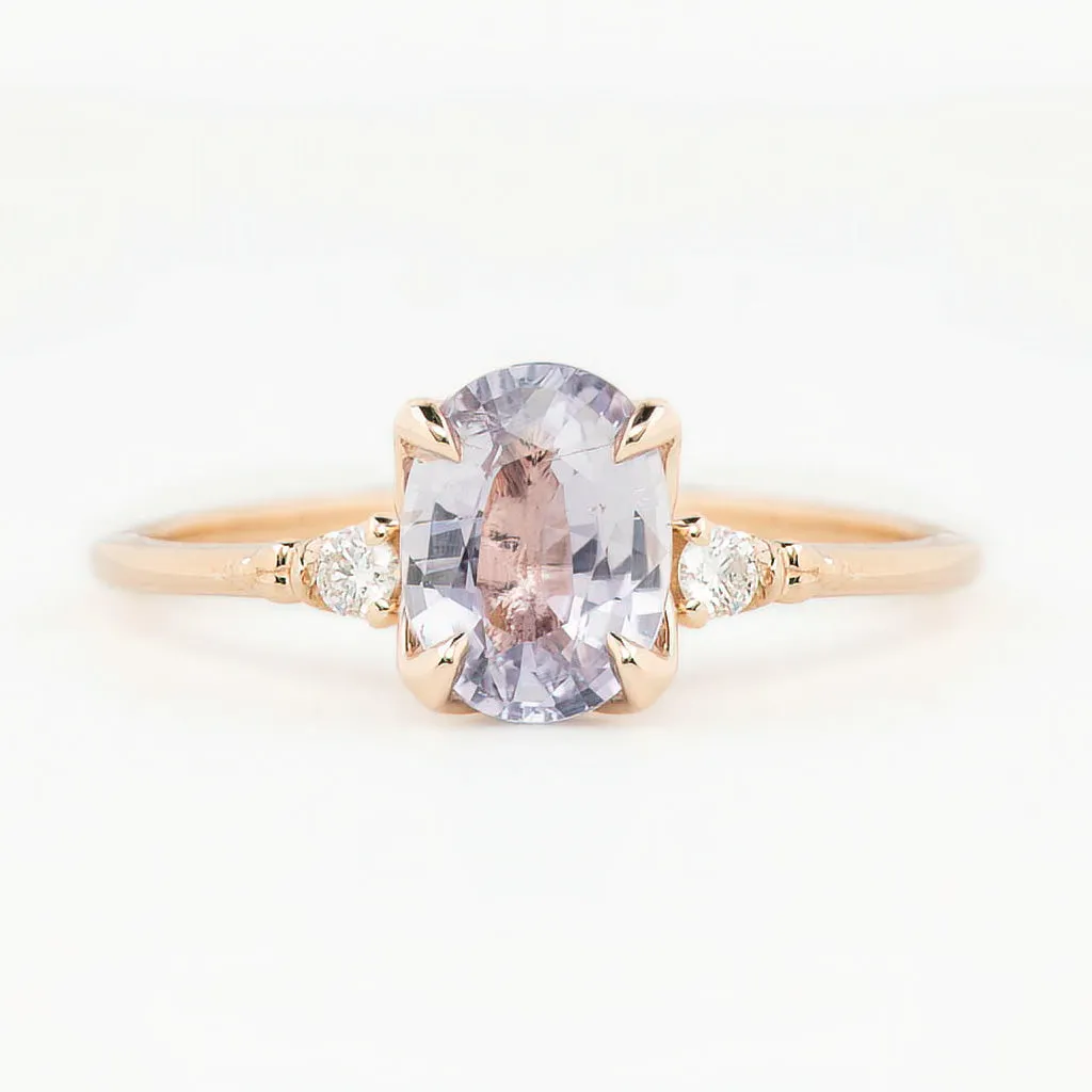 Estel Ring 1.38ct Lavender Blue Unheated Oval Sapphire, 14K Rose Gold (One of a kind)