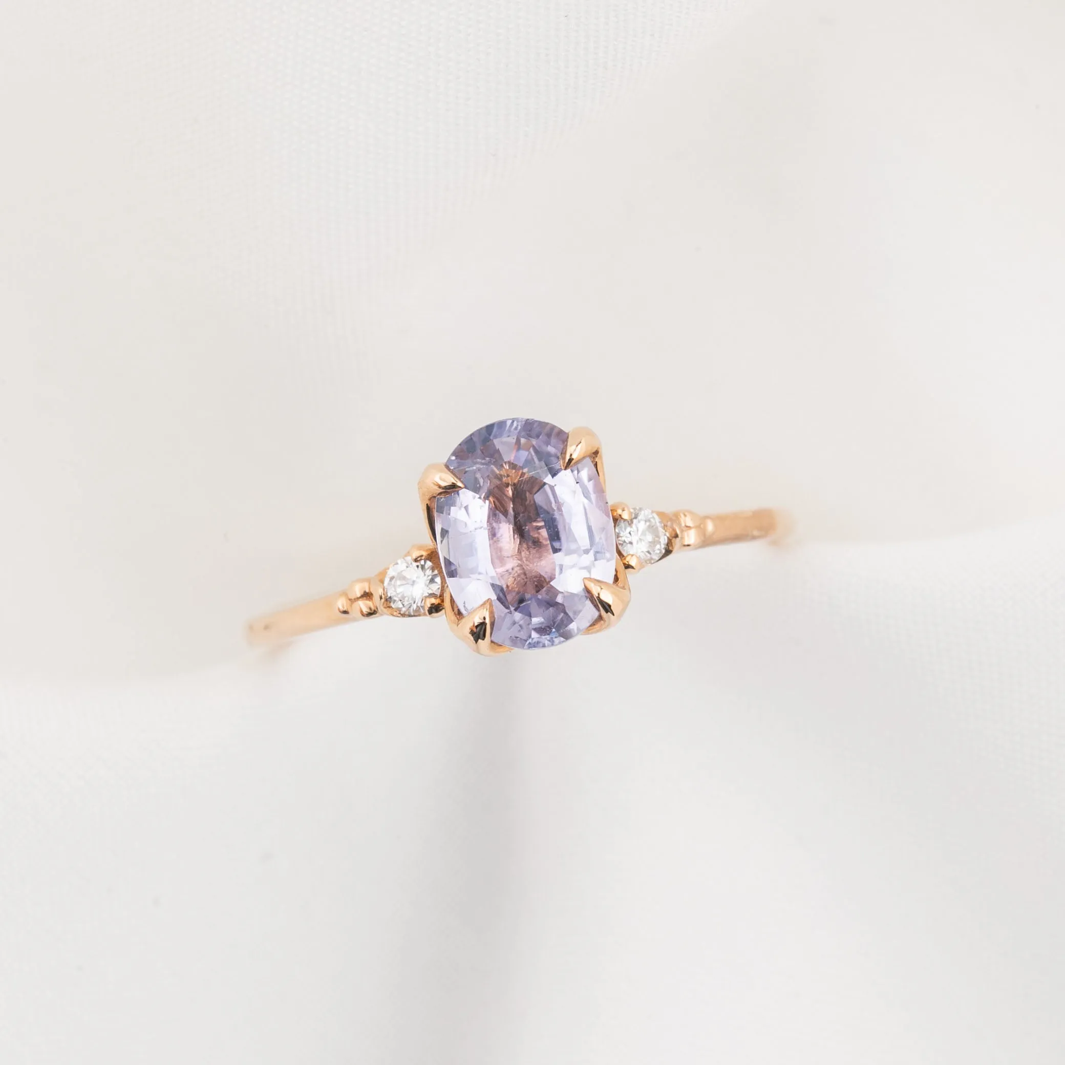 Estel Ring 1.38ct Lavender Blue Unheated Oval Sapphire, 14K Rose Gold (One of a kind)