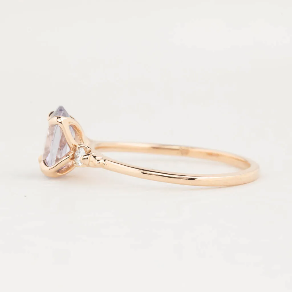 Estel Ring 1.38ct Lavender Blue Unheated Oval Sapphire, 14K Rose Gold (One of a kind)