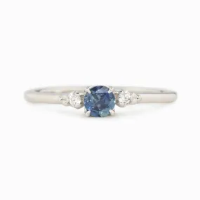 Estel Ring - 4mm 0.30ct Montana Sapphire, 14k White Gold