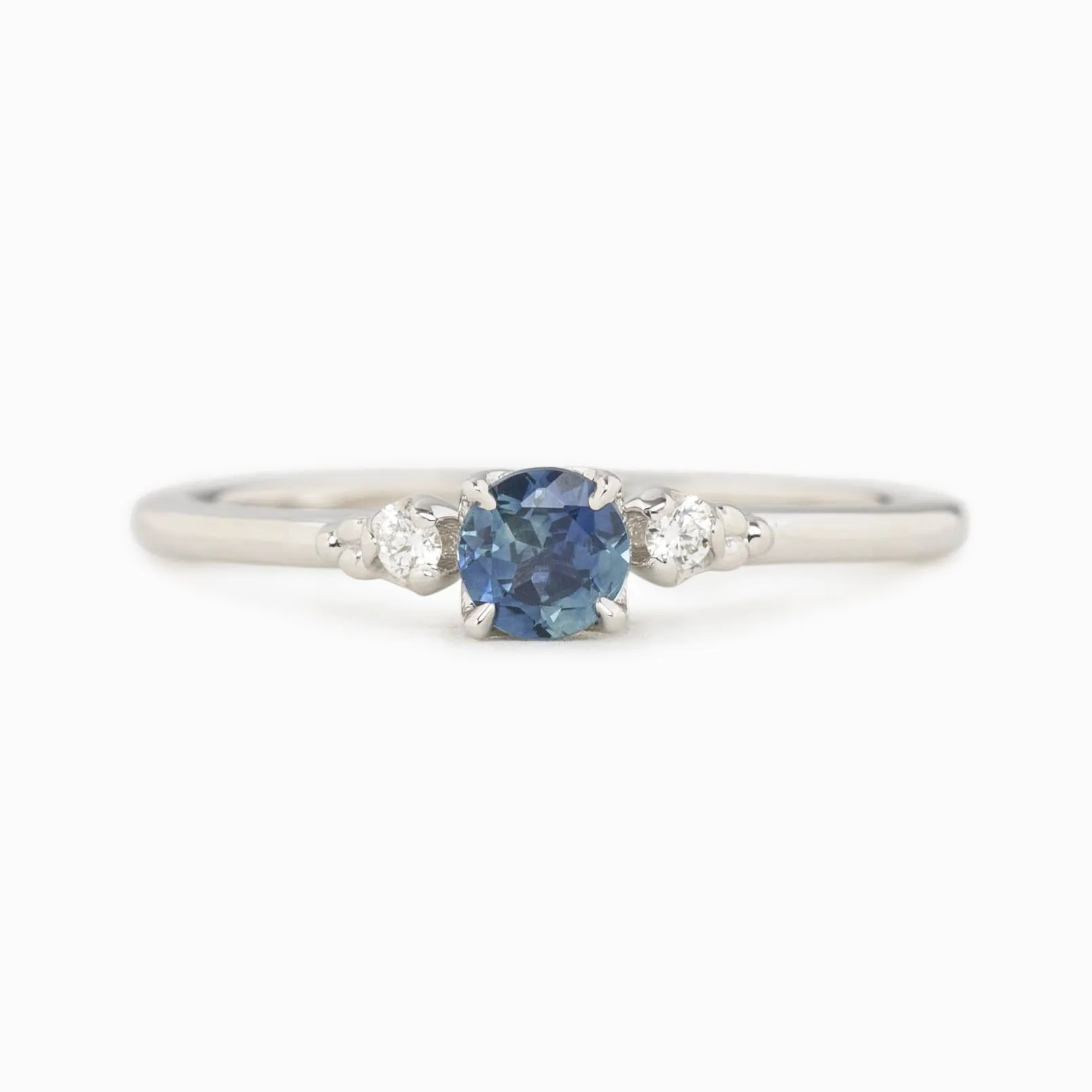 Estel Ring - 4mm 0.30ct Montana Sapphire, 14k White Gold