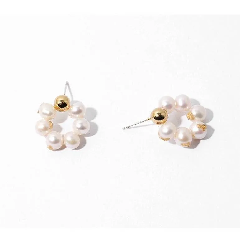 FARAH Pearl Gold Foil Earrings