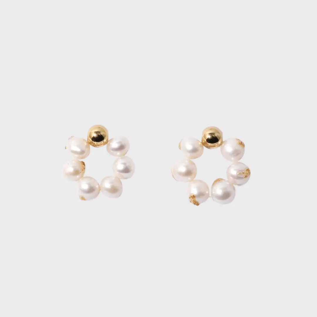 FARAH Pearl Gold Foil Earrings