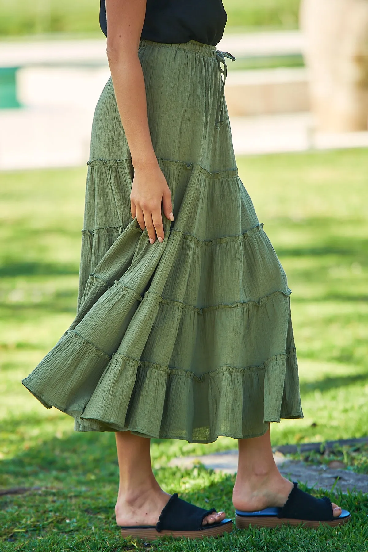 Felicity Khaki Maxi Skirt