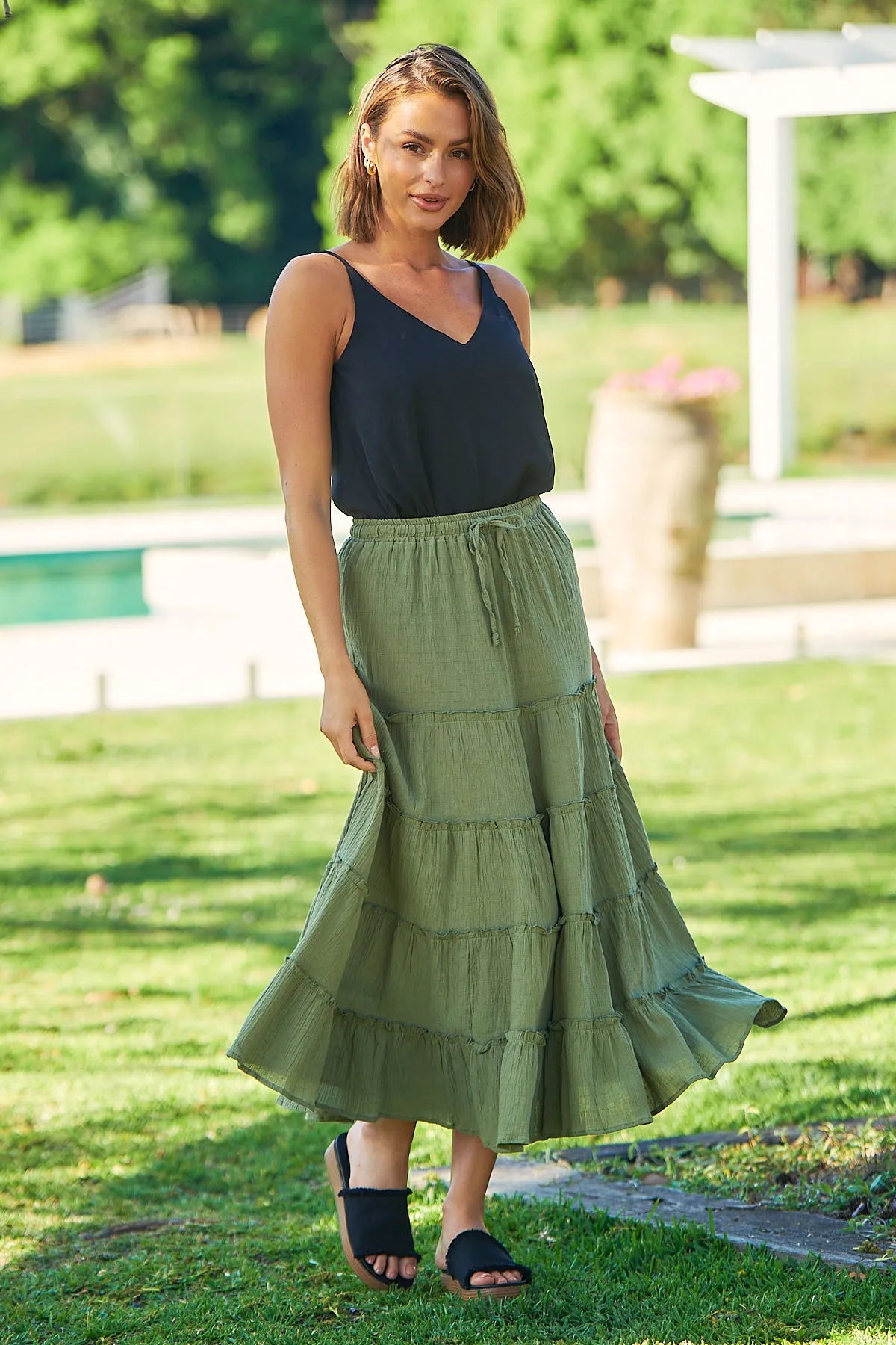 Felicity Khaki Maxi Skirt