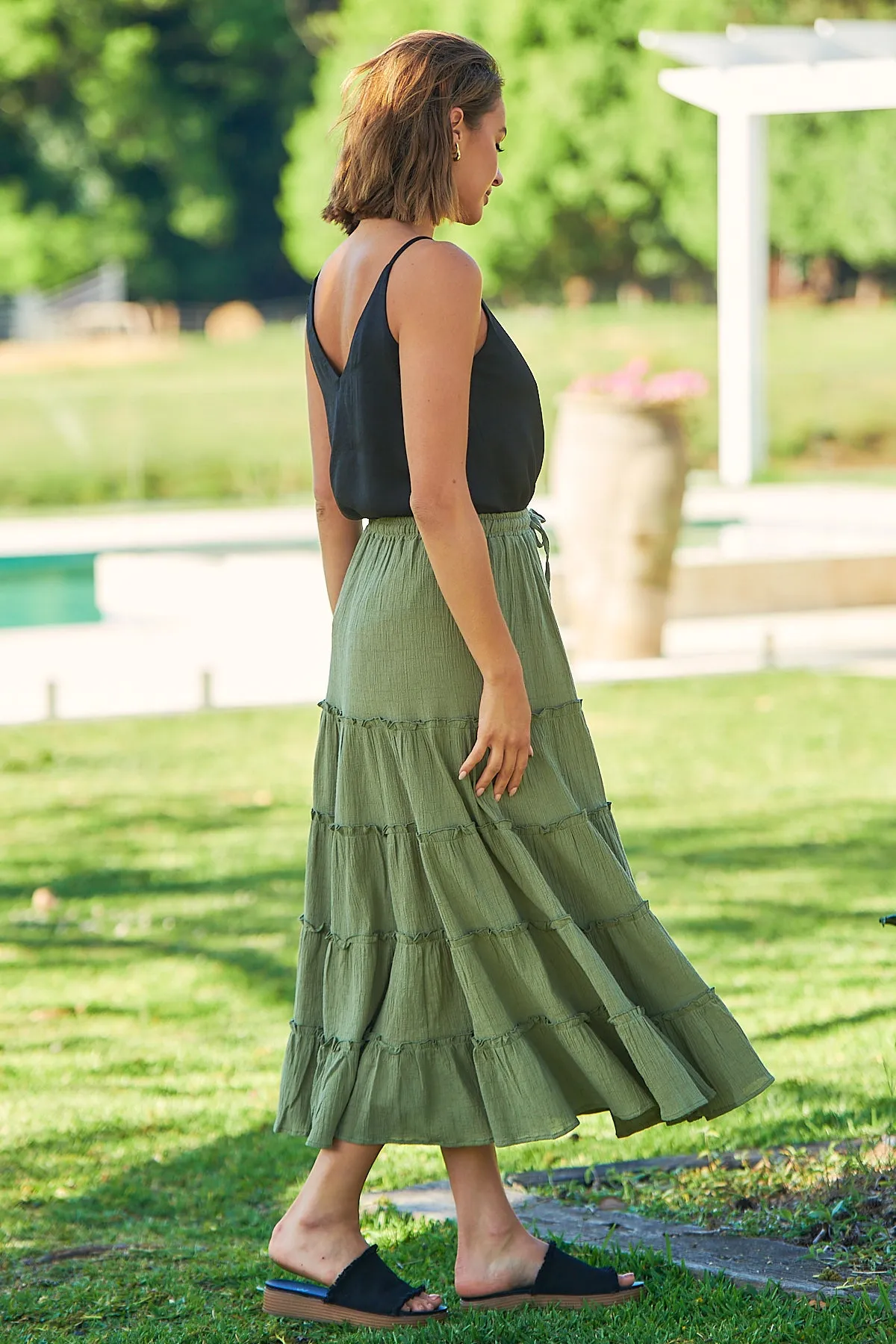 Felicity Khaki Maxi Skirt