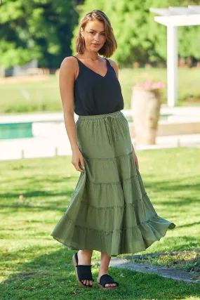 Felicity Khaki Maxi Skirt