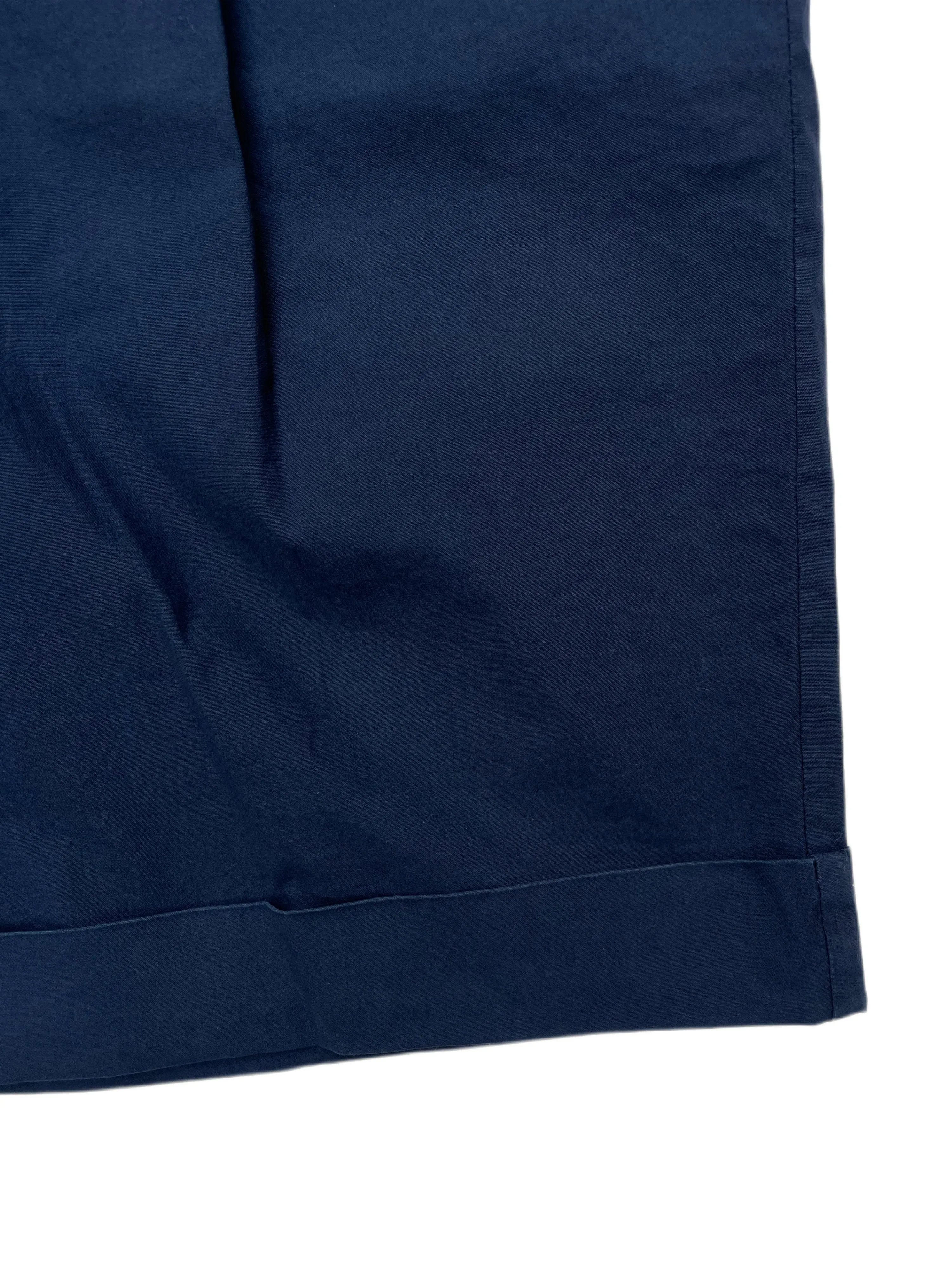 FRESH Cotton One-Pleat Shorts In Navy