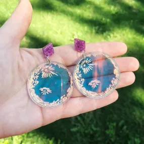 Full Moon Iridescent Dangle Earrings