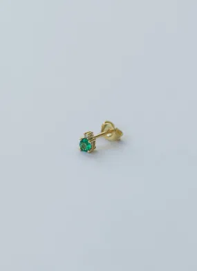 Gemma diamond emerald single earstud 14k gold