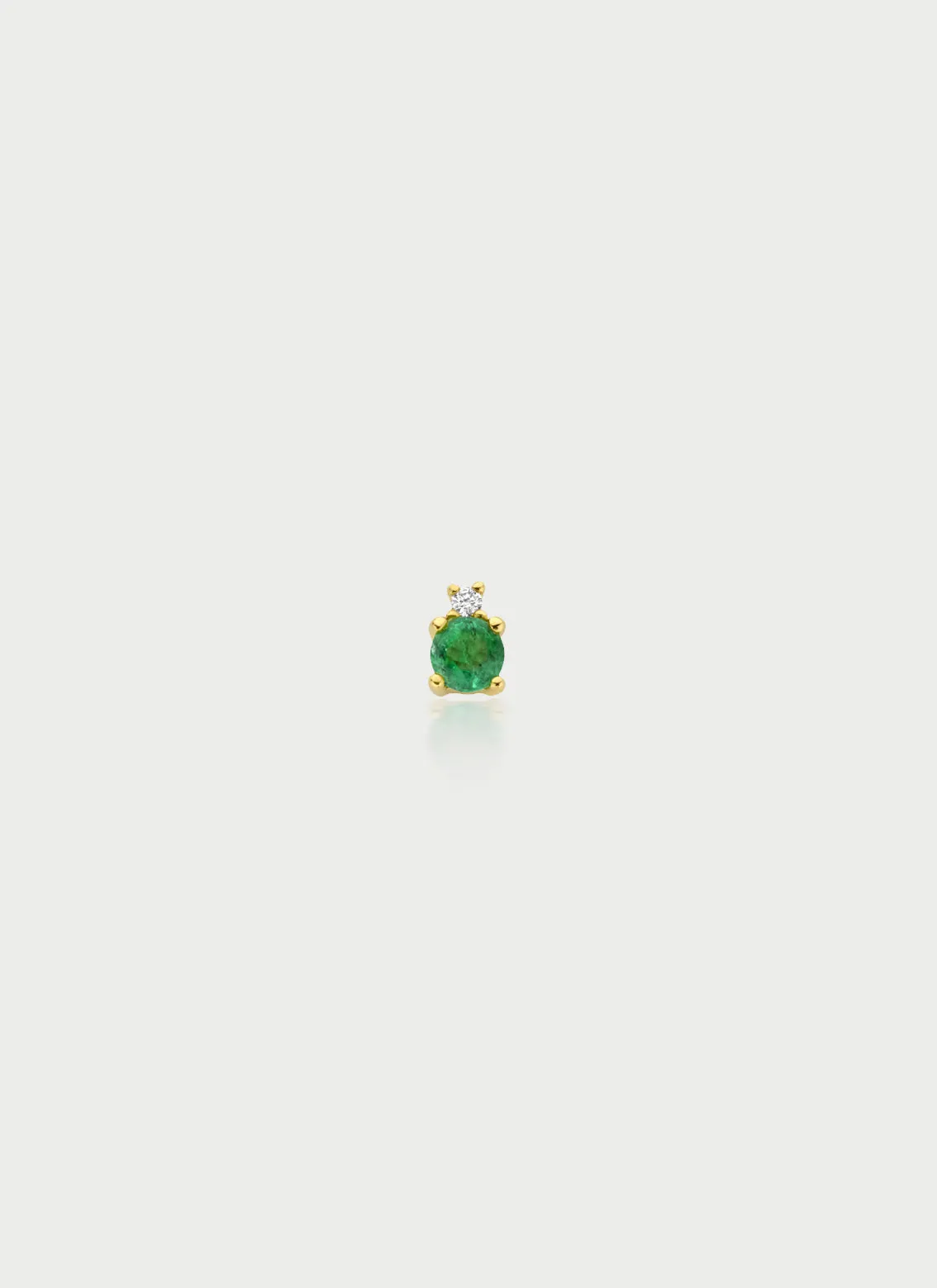 Gemma diamond emerald single earstud 14k gold