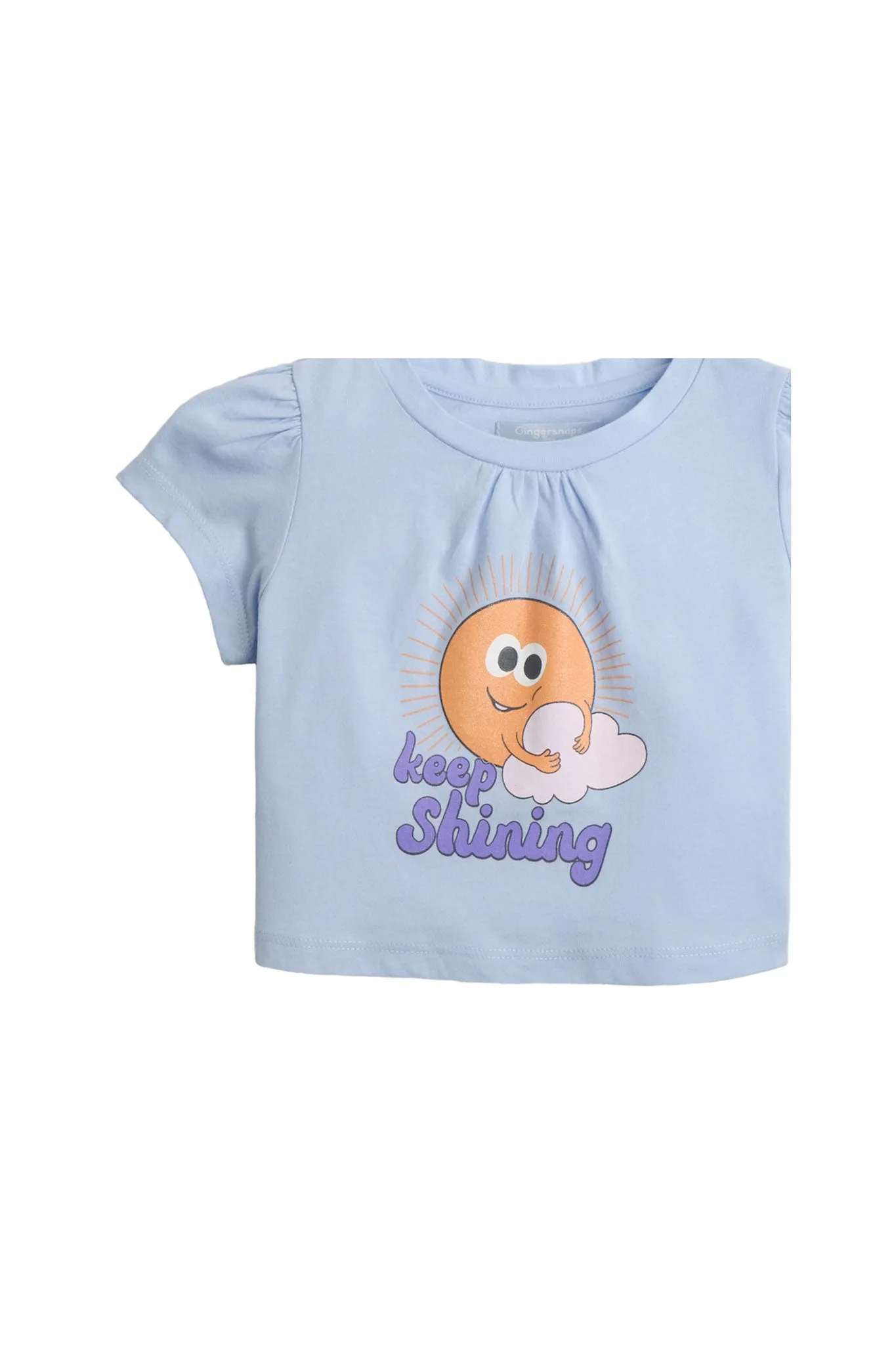 Gingersnaps Keep Shining Puff Sleeves Graphic Tee