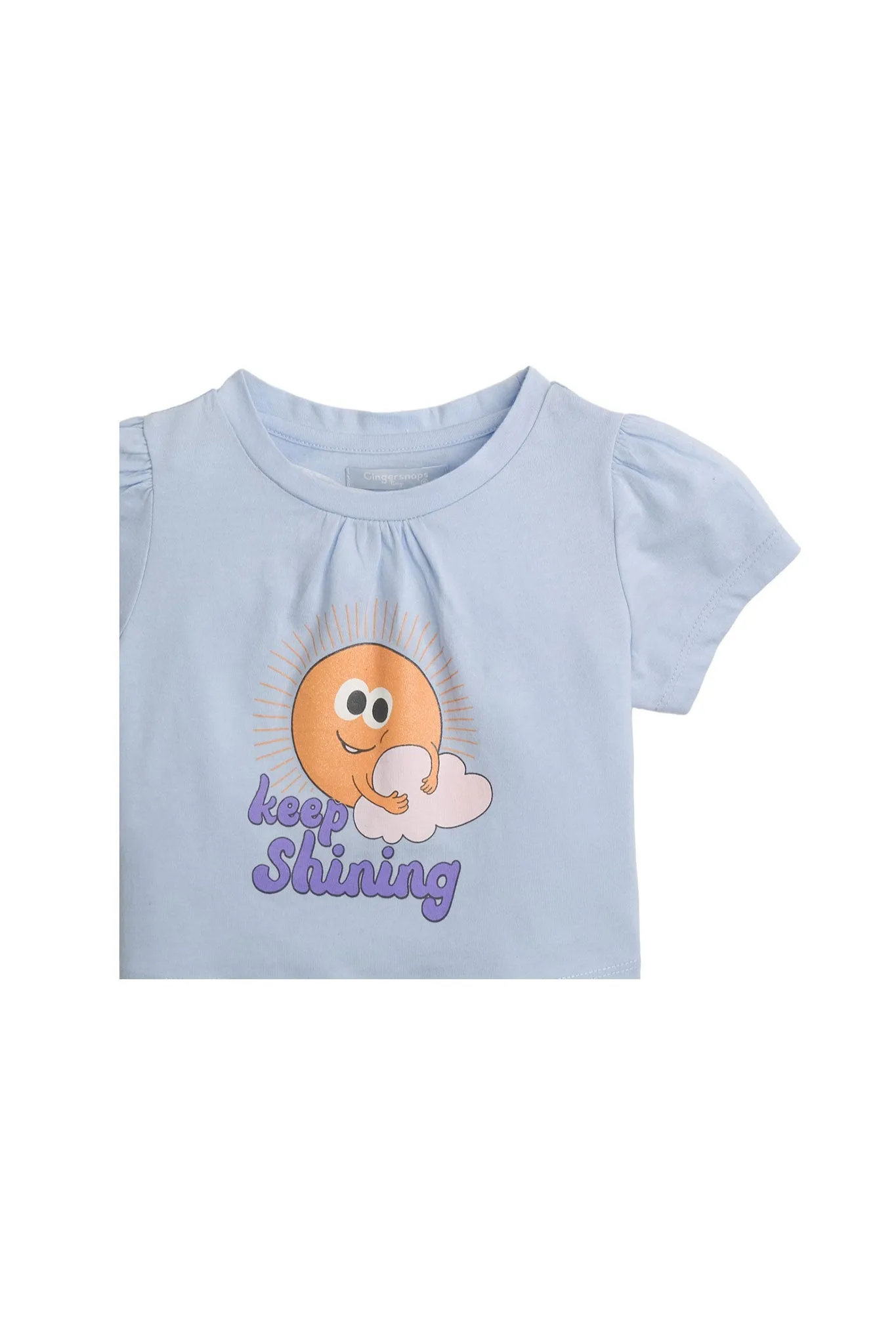 Gingersnaps Keep Shining Puff Sleeves Graphic Tee