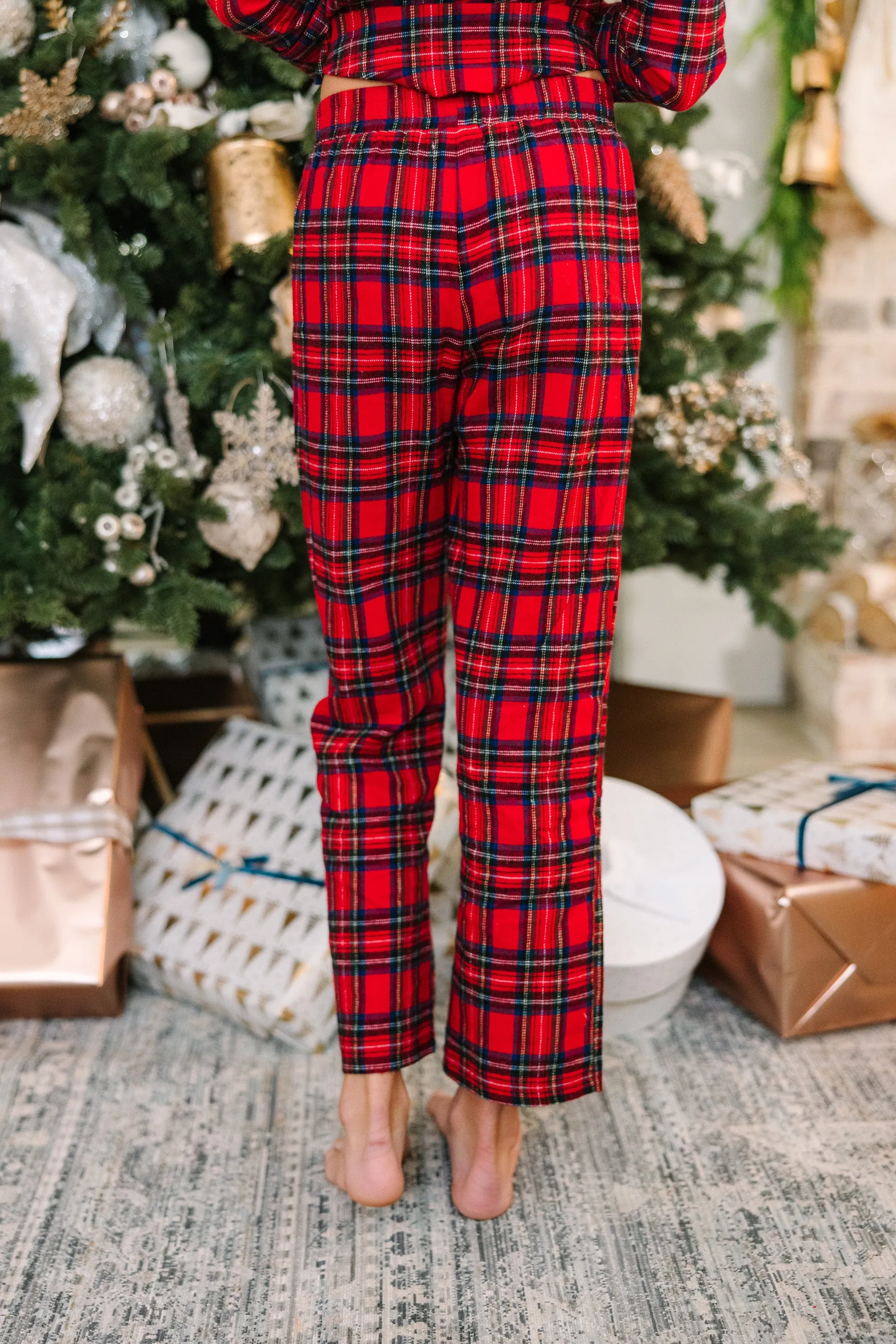 Girls: Staying In Tartan Plaid L/S Pajama Set