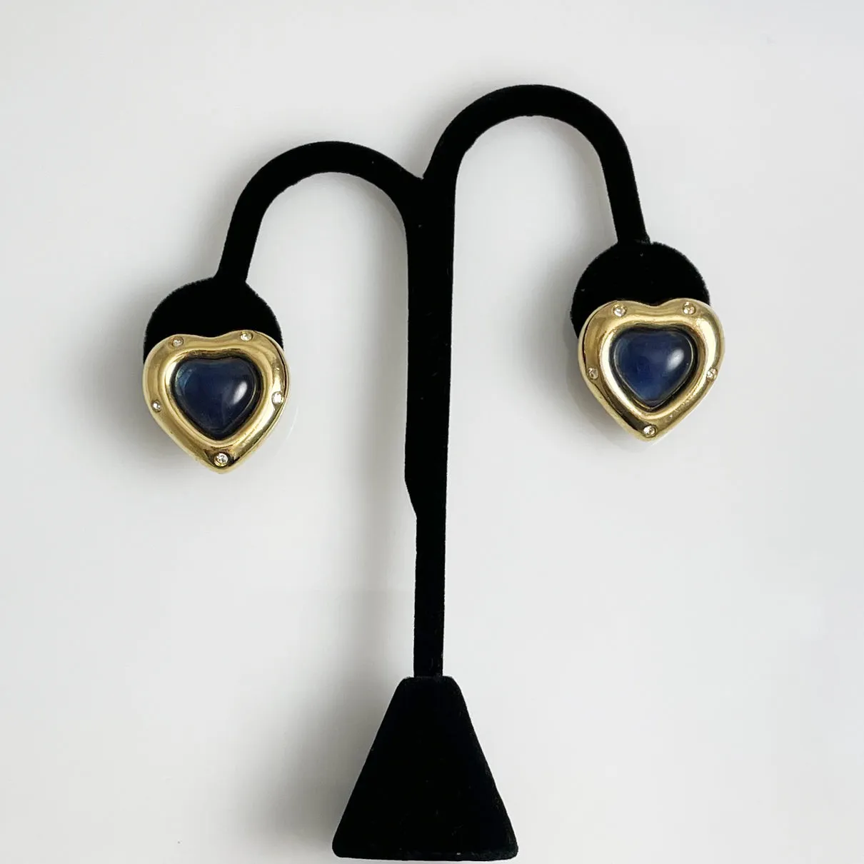 Givenchy Blue & Gold Heart Earrings