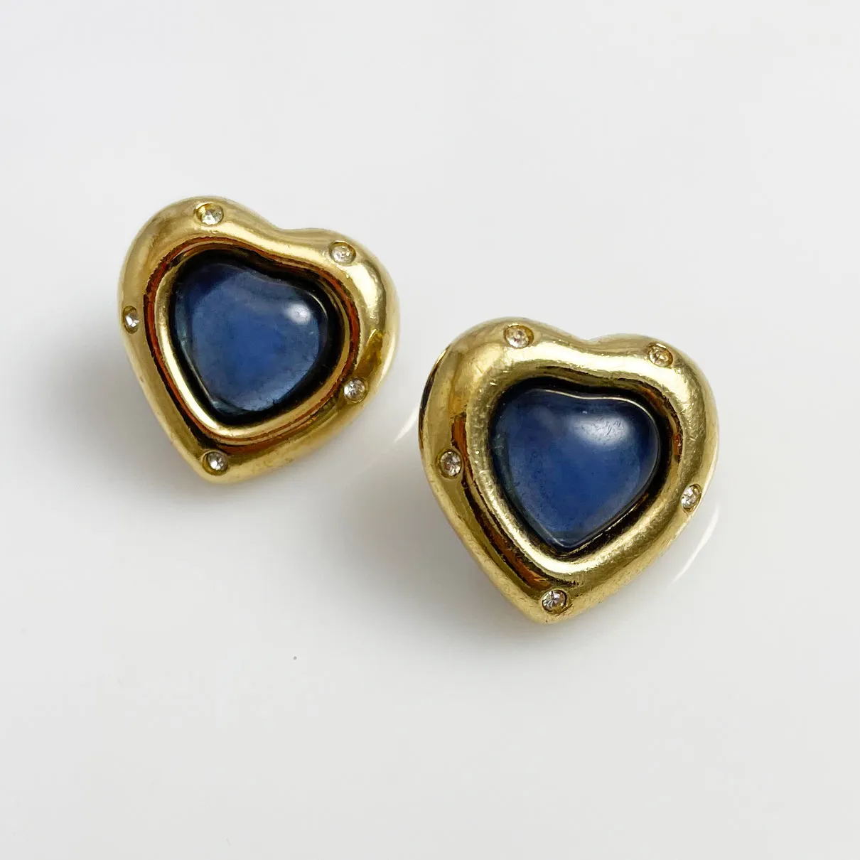 Givenchy Blue & Gold Heart Earrings