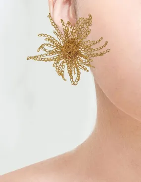 Gold Flower Bomb Post Earrings