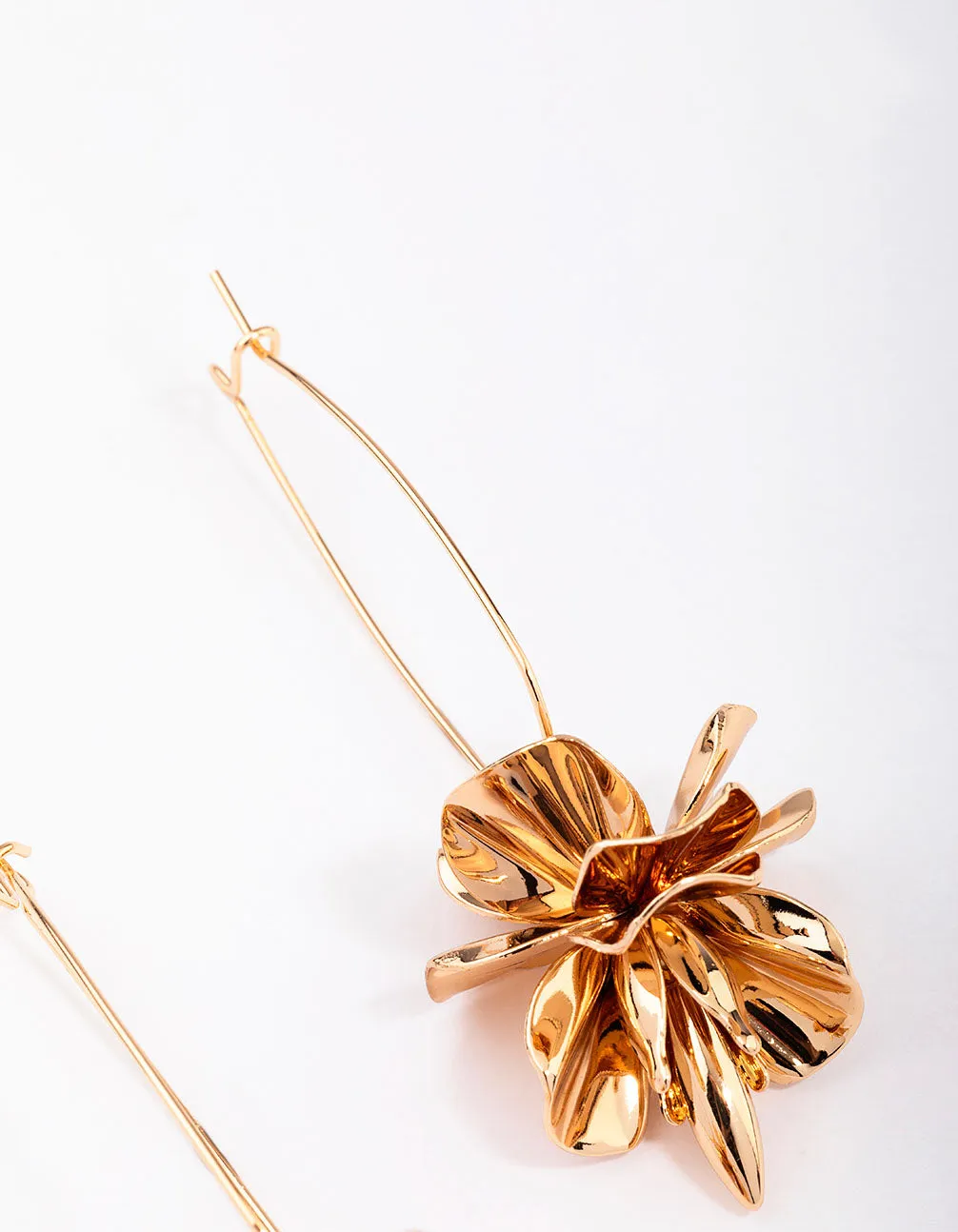 Gold Flower Burst Drop Earrings